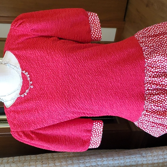 Vntg EUC David Warren NY 80's red peplum tiered dress 12 - Picture 2 of 16